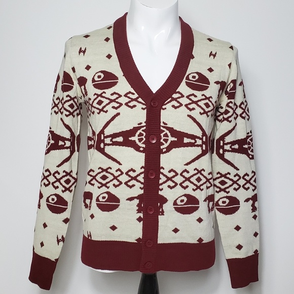 Star Wars Mens Cardigan Size S Maroon 
